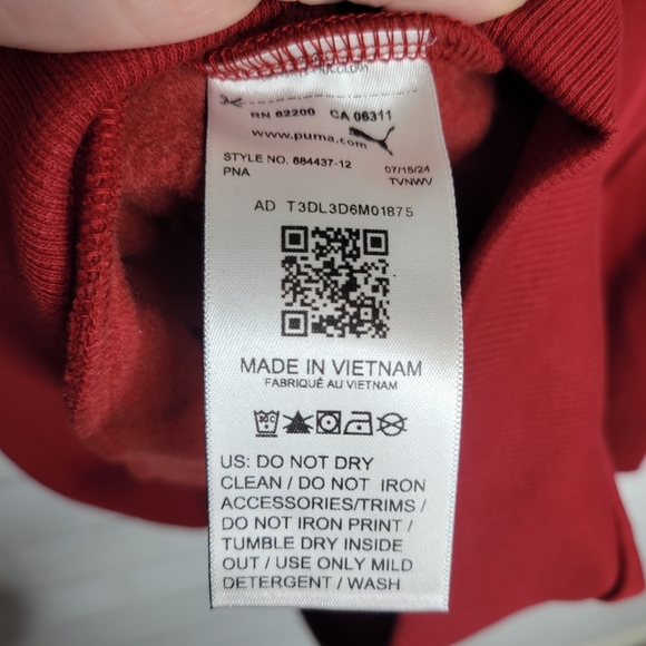 Puma Mens Red Logo Kangaroo Pouch Hooded Sweatshirt Hoodie - Picture 5 of 6